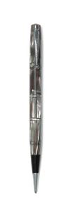 Group of 4 Waterman celluloid writing instruments: silver ray * Ink-Vue Lady Patrician * Thorobred red and gray striped fountain pen an